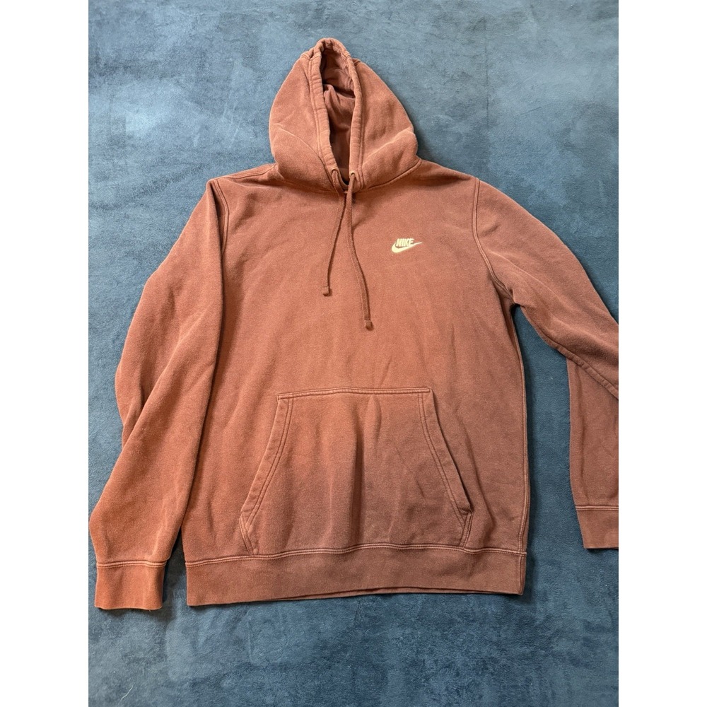 Y2K Burgundy Nike Pullover Hoodie Mens Medium Red Maroon Embroidered Logo